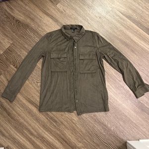 Suede Green Button Down Shirt